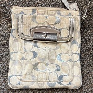 Coach Beige and Metallic Crossbody Bag